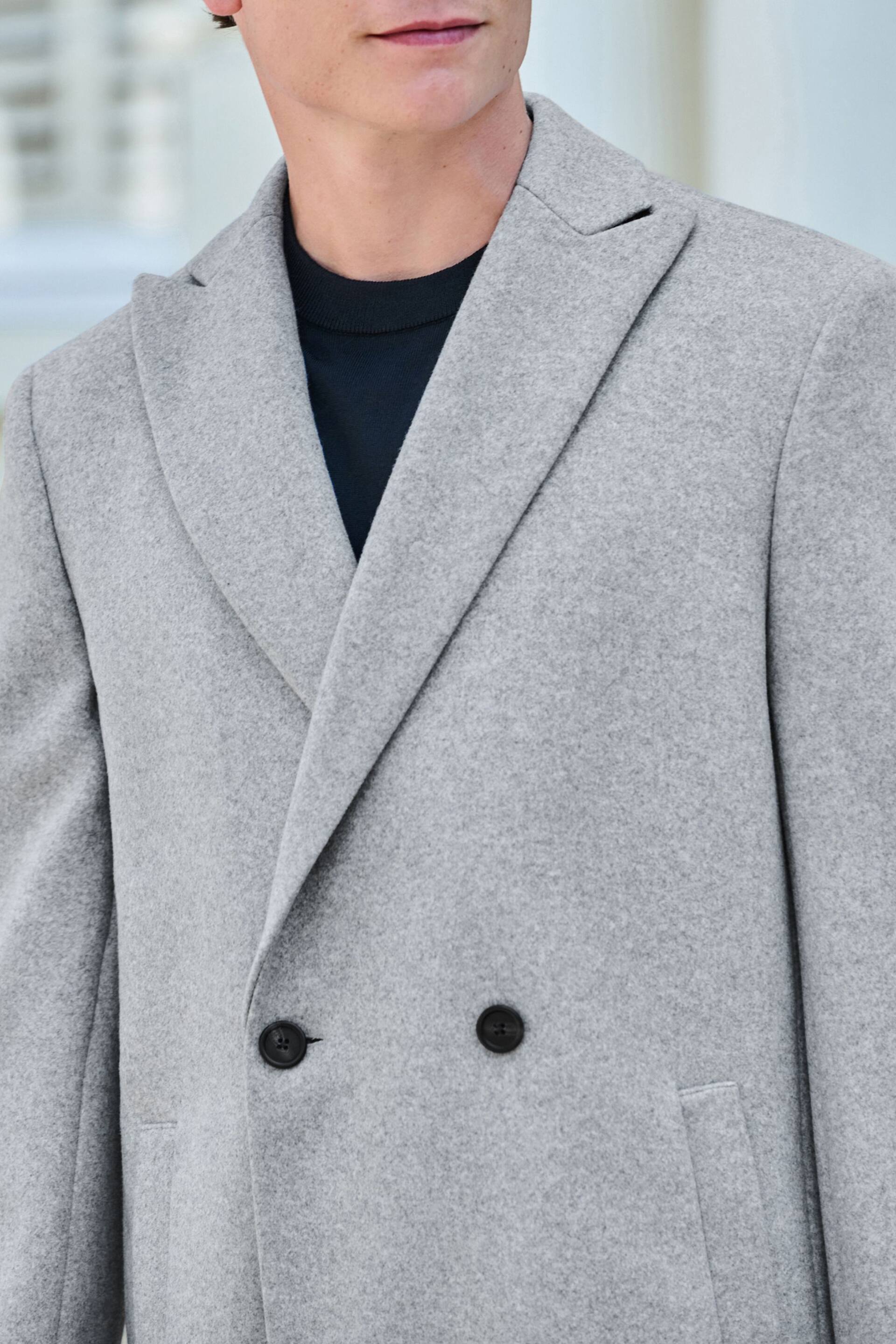 Light Grey Double Breasted Epsom Overcoat - Image 4 of 11