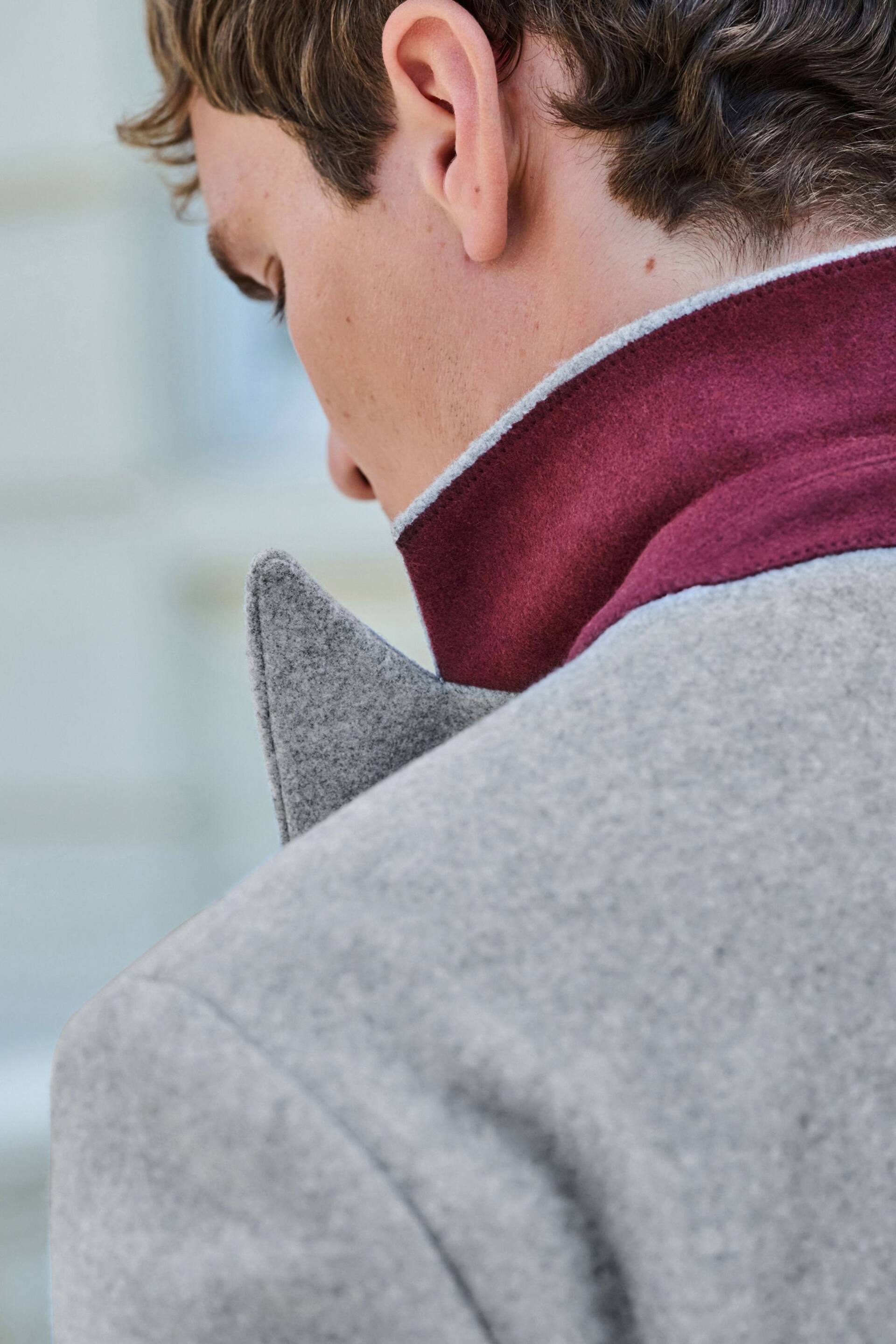 Light Grey Double Breasted Epsom Overcoat - Image 5 of 11