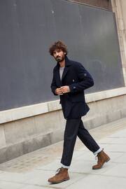 Navy Blue Wool Rich Double Breasted Peacoat - Image 2 of 12