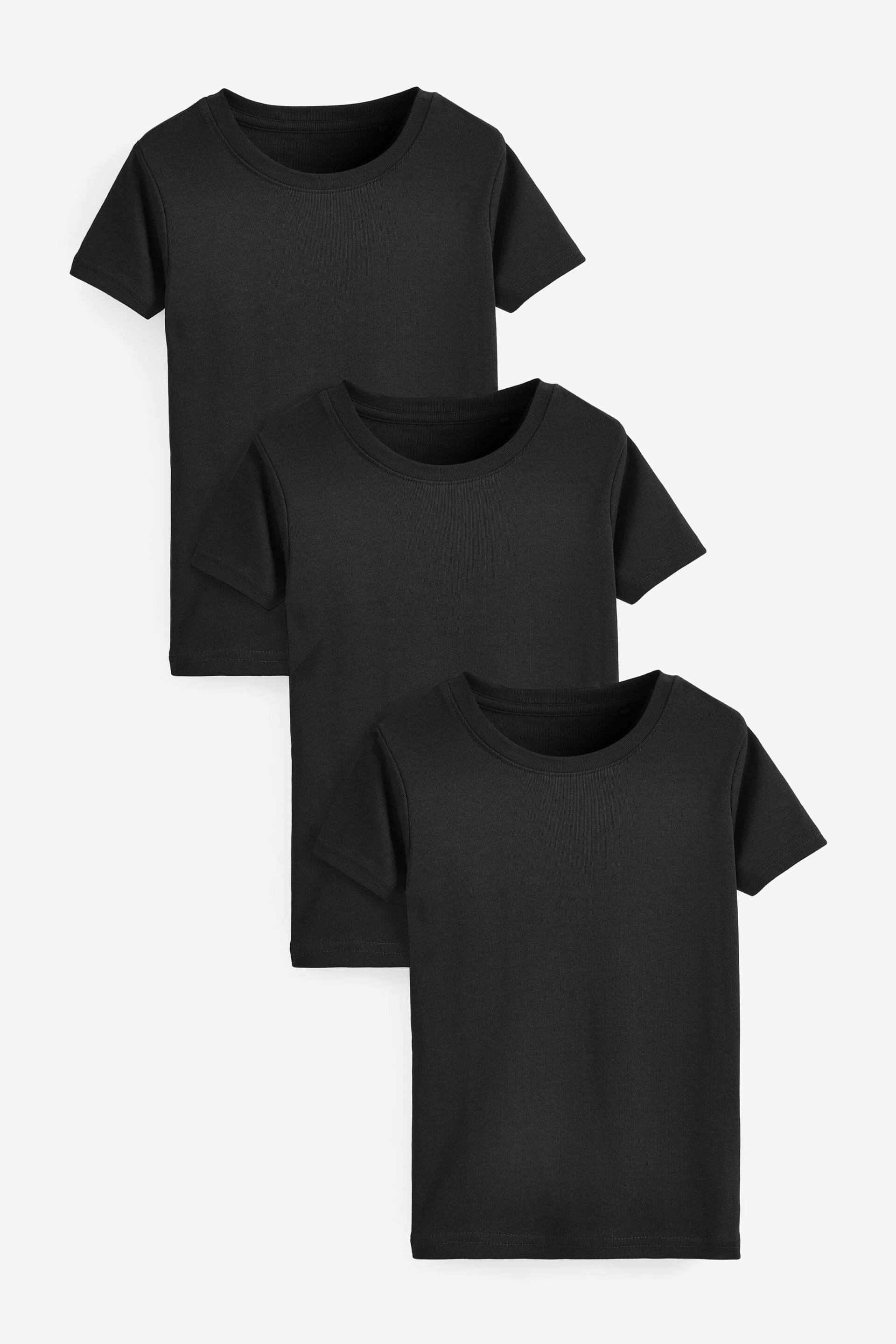 Black Short Sleeve Vest 3 Pack (1.5-16yrs) - Image 1 of 3