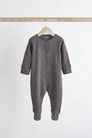 Monochrome 4 Pack Baby Printed Long Sleeve Sleepsuits (0-2yrs) - Image 6 of 13