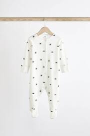 Monochrome 4 Pack Baby Printed Long Sleeve Sleepsuits (0-2yrs) - Image 7 of 13