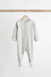 Monochrome 4 Pack Baby Printed Long Sleeve Sleepsuits (0-2yrs) - Image 8 of 13