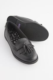 Matt Black Narrow Fit (E) School Leather Tassel Loafers - Image 3 of 6
