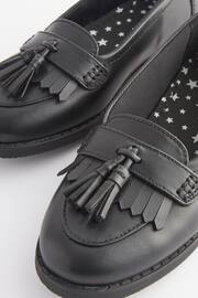 Matt Black Narrow Fit (E) School Leather Tassel Loafers - Image 4 of 6