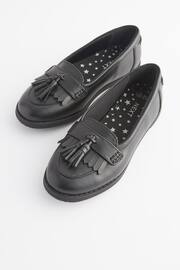 Matt Black Narrow Fit (E) School Leather Tassel Loafers - Image 5 of 6