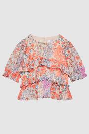 Reiss Pink Print Hester Junior Floral Print Blouse - Image 2 of 6