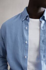 Reiss Powder Blue Queens Regular Fit Button Down Linen Shirt - Image 1 of 5