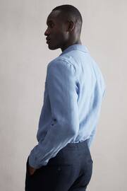 Reiss Powder Blue Queens Regular Fit Button Down Linen Shirt - Image 5 of 5