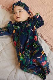 Navy Blue Velour Baby Sleepsuit (0mths-3yrs) - Image 1 of 5