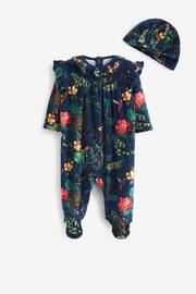 Navy Blue Velour Baby Sleepsuit (0mths-3yrs) - Image 3 of 5