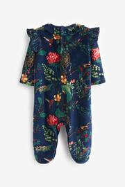 Navy Blue Velour Baby Sleepsuit (0mths-3yrs) - Image 4 of 5