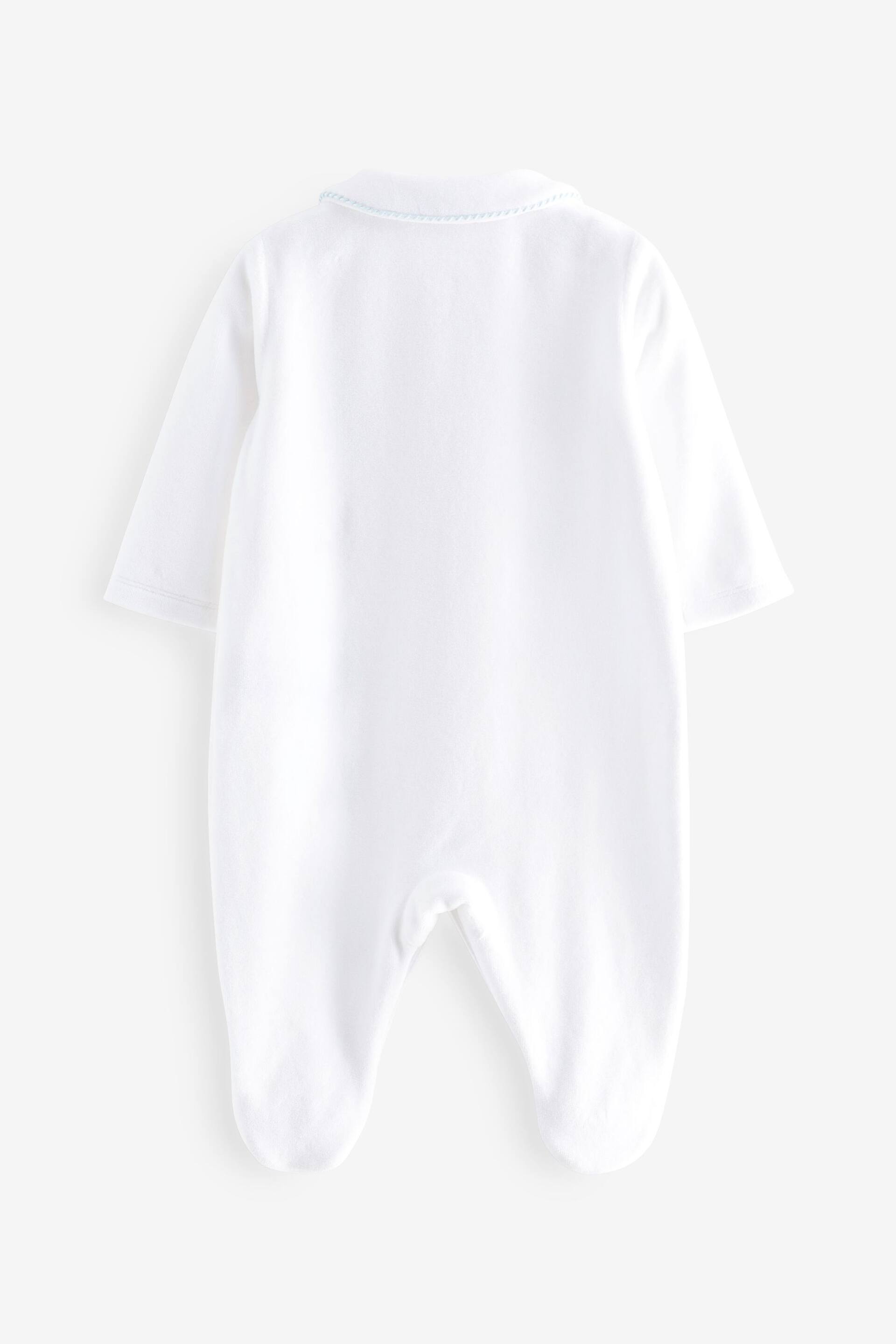 White Velour Embroidery Sleepsuit 1 Pack (0mths-3yrs) - Image 5 of 6