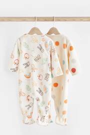 White Ground Fleece Baby Sleepsuits 2 Pack - Image 2 of 8