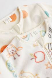 White Ground Fleece Baby Sleepsuits 2 Pack - Image 4 of 8
