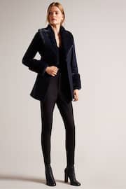 Ted Baker Blue Loleta Belted Faux Fur Collar And Cuffs Coat - Image 3 of 6