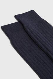 Reiss Navy Cirby Wool-Cashmere Blend Ribbed Socks - Image 2 of 3