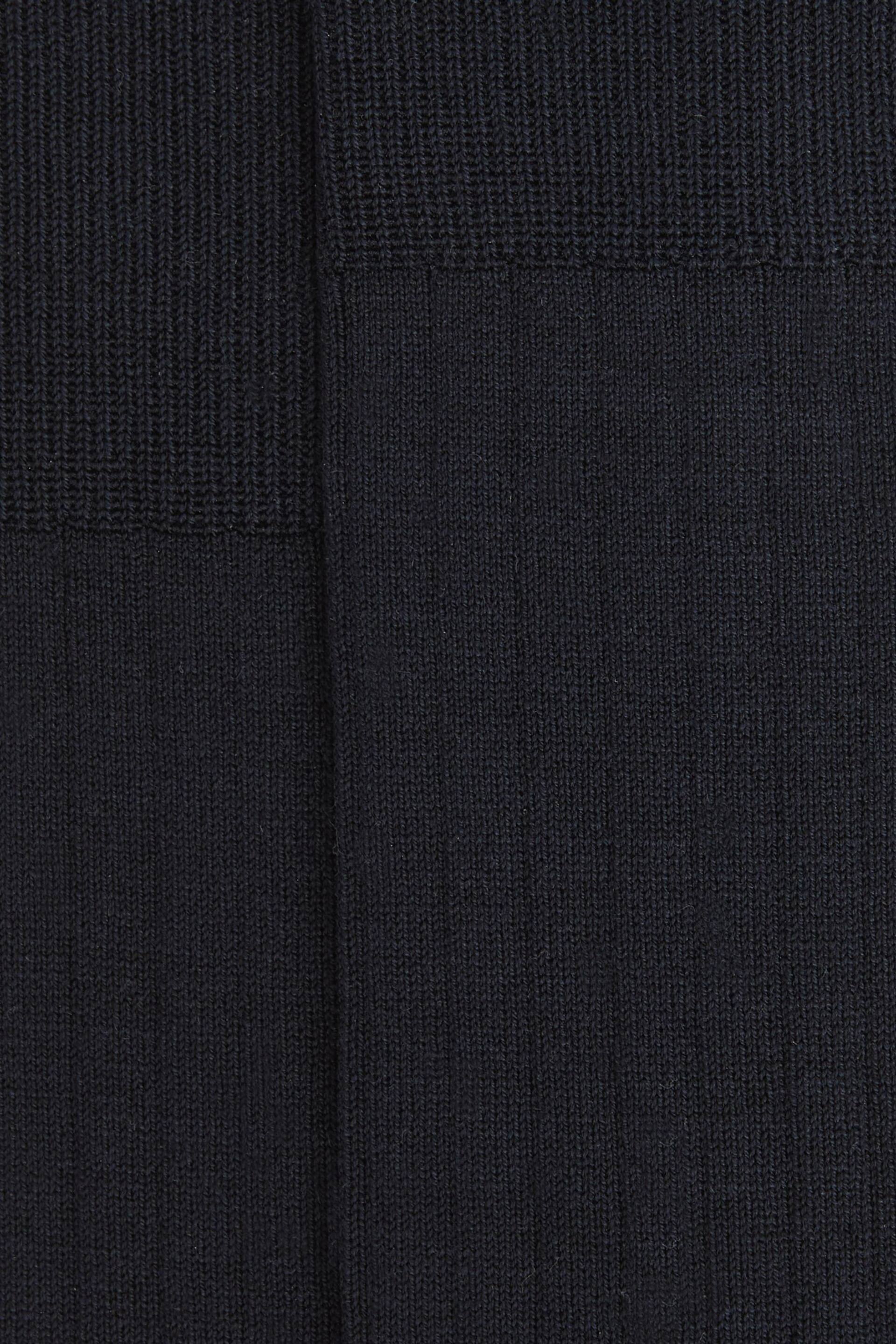 Reiss Navy Cirby Wool-Cashmere Blend Ribbed Socks - Image 3 of 3