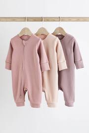 Pink Baby Two Way Zip Footless Sleepsuits 3 Pack (0mths-3yrs) - Image 1 of 8