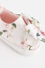 Baker by Ted Baker Baby Girls Floral Organza Bow White Trainer Padders - Image 4 of 6