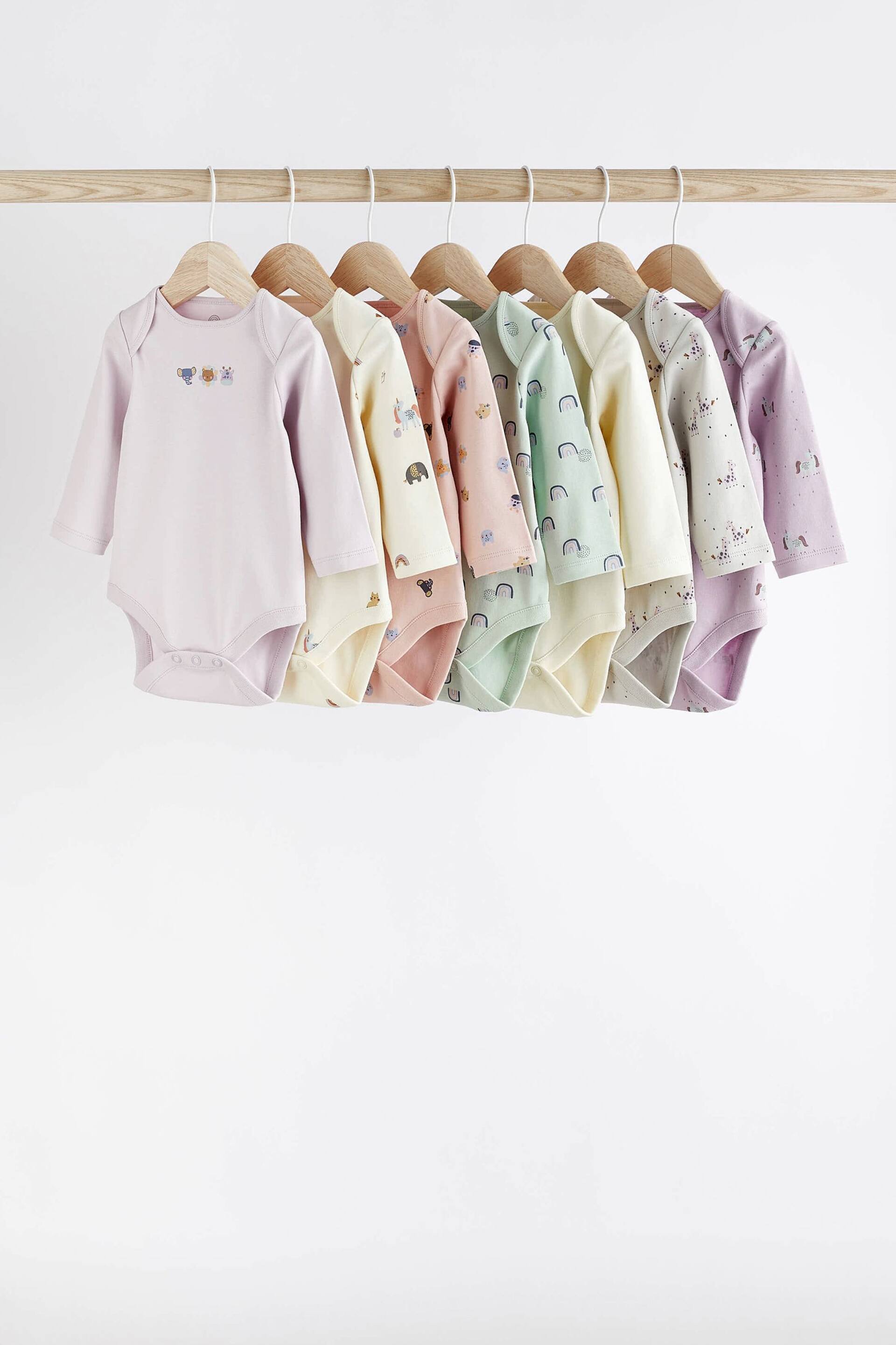 Multi Character Baby Long Sleeve Bodysuits 7 Pack - Image 1 of 7