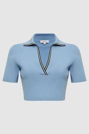 Reiss Blue Brooke Cropped Polo Shirt Co-Ord - Image 2 of 5