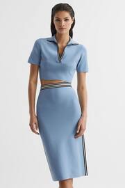 Reiss Blue Brooke Cropped Polo Shirt Co-Ord - Image 3 of 5