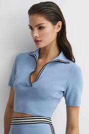 Reiss Blue Brooke Cropped Polo Shirt Co-Ord - Image 4 of 5