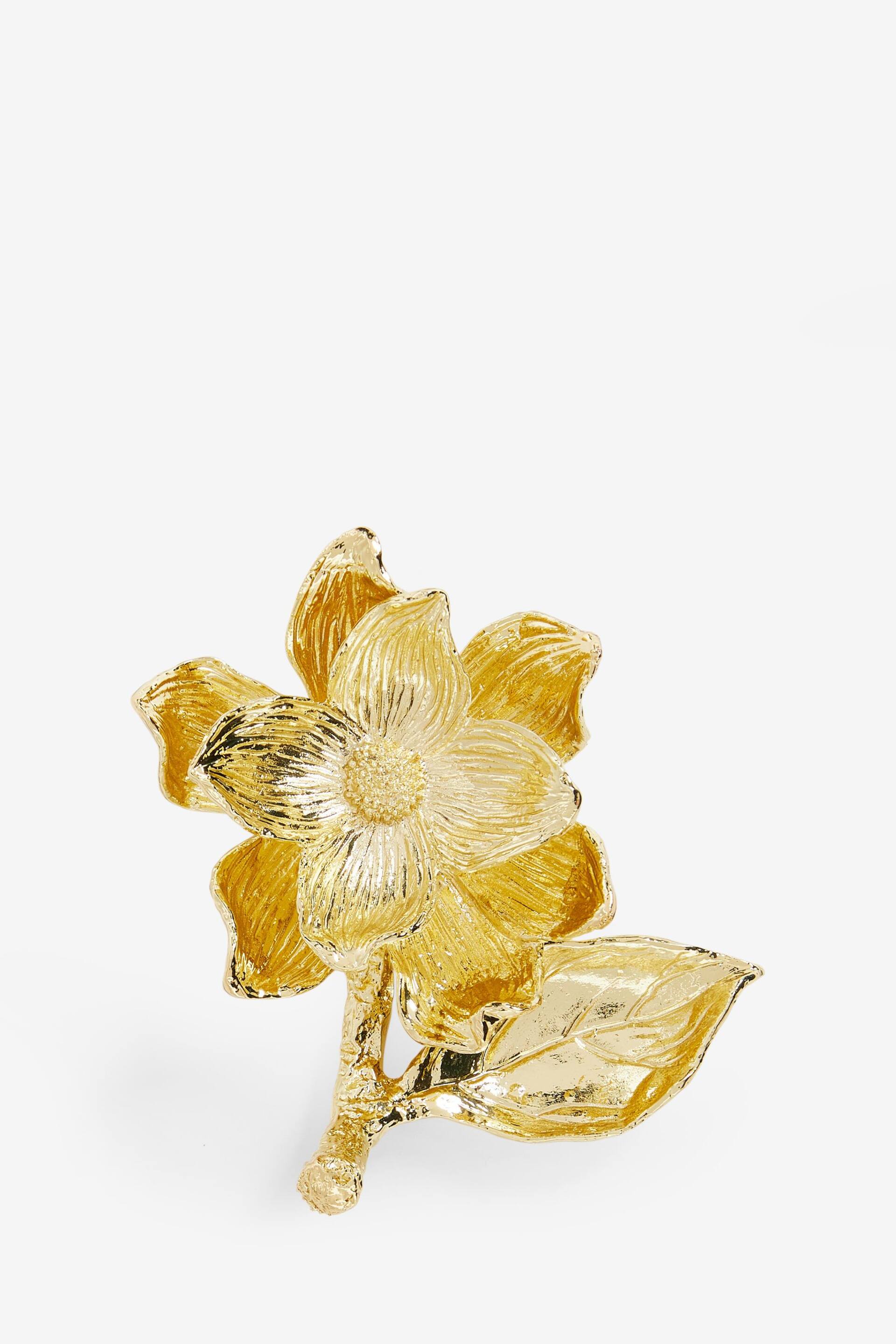 Gold Cast Metal Flower Ring Holder - Image 2 of 3
