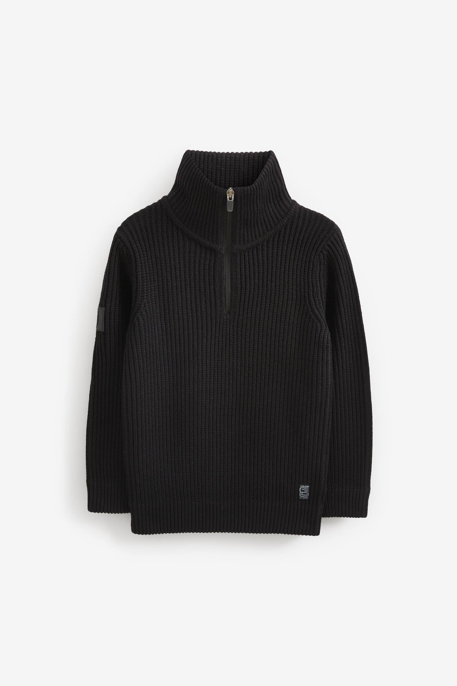 Black Utility Zip Neck Jumper (3-16yrs) - Image 1 of 3