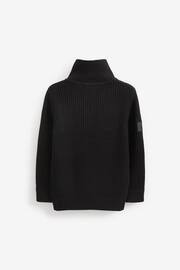 Black Utility Zip Neck Jumper (3-16yrs) - Image 2 of 3