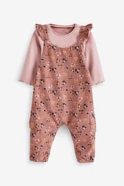 Pink Leopard Print Baby 2pc Baby Dungaree & Bodysuit Set (0mths-2yrs) - Image 1 of 5