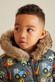 Grey Digger Snowsuit With Faux Fur Hood Trim (3mths-7yrs) - Image 3 of 9