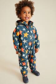 Navy Blue Star Waterproof Warm Padded Fleece Lined Puddlesuit (3mths-7yrs) - Image 1 of 9