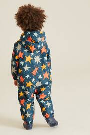 Navy Blue Star Waterproof Warm Padded Fleece Lined Puddlesuit (3mths-7yrs) - Image 4 of 9