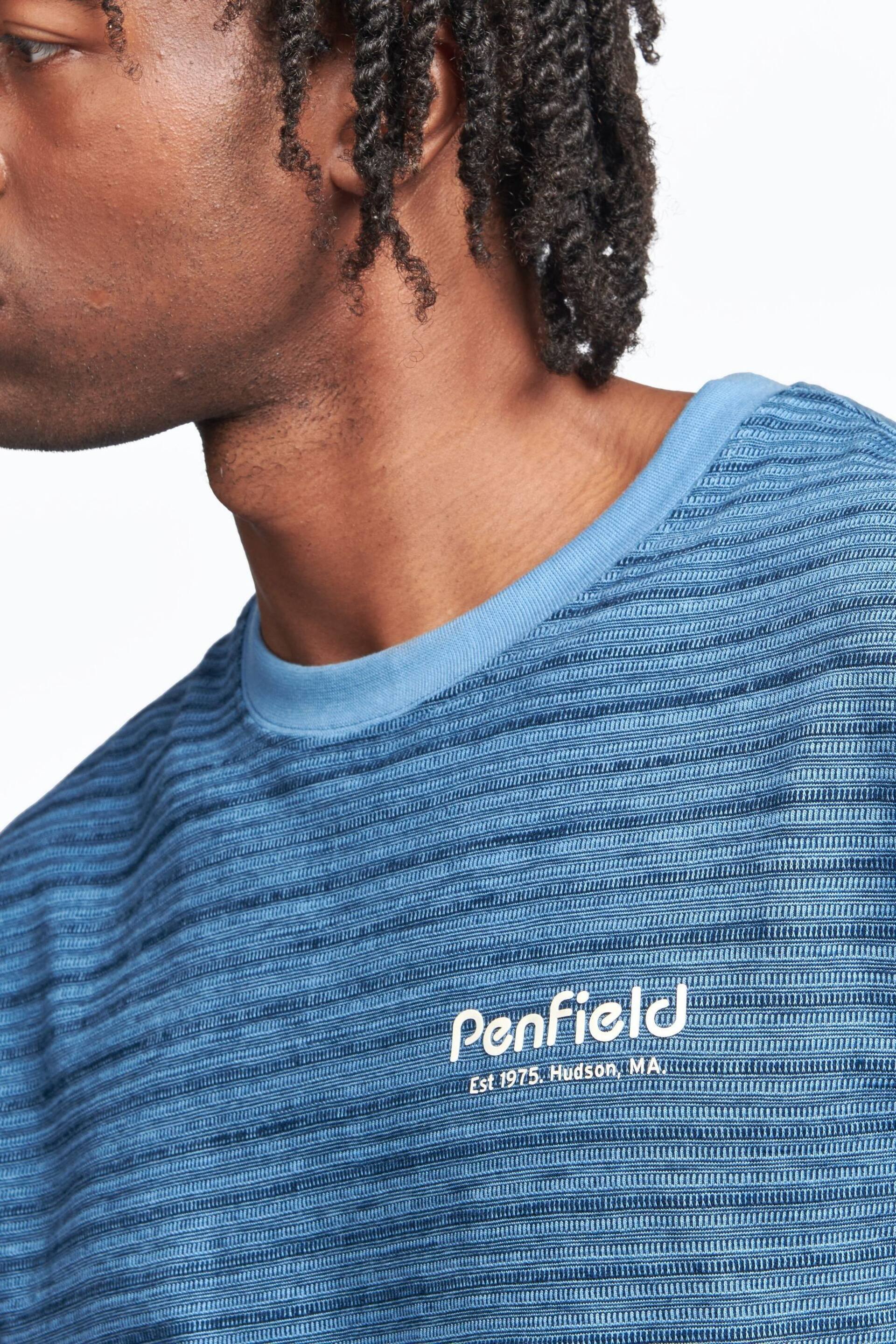 Penfield Blue Textured Striped T-Shirt - Image 3 of 5