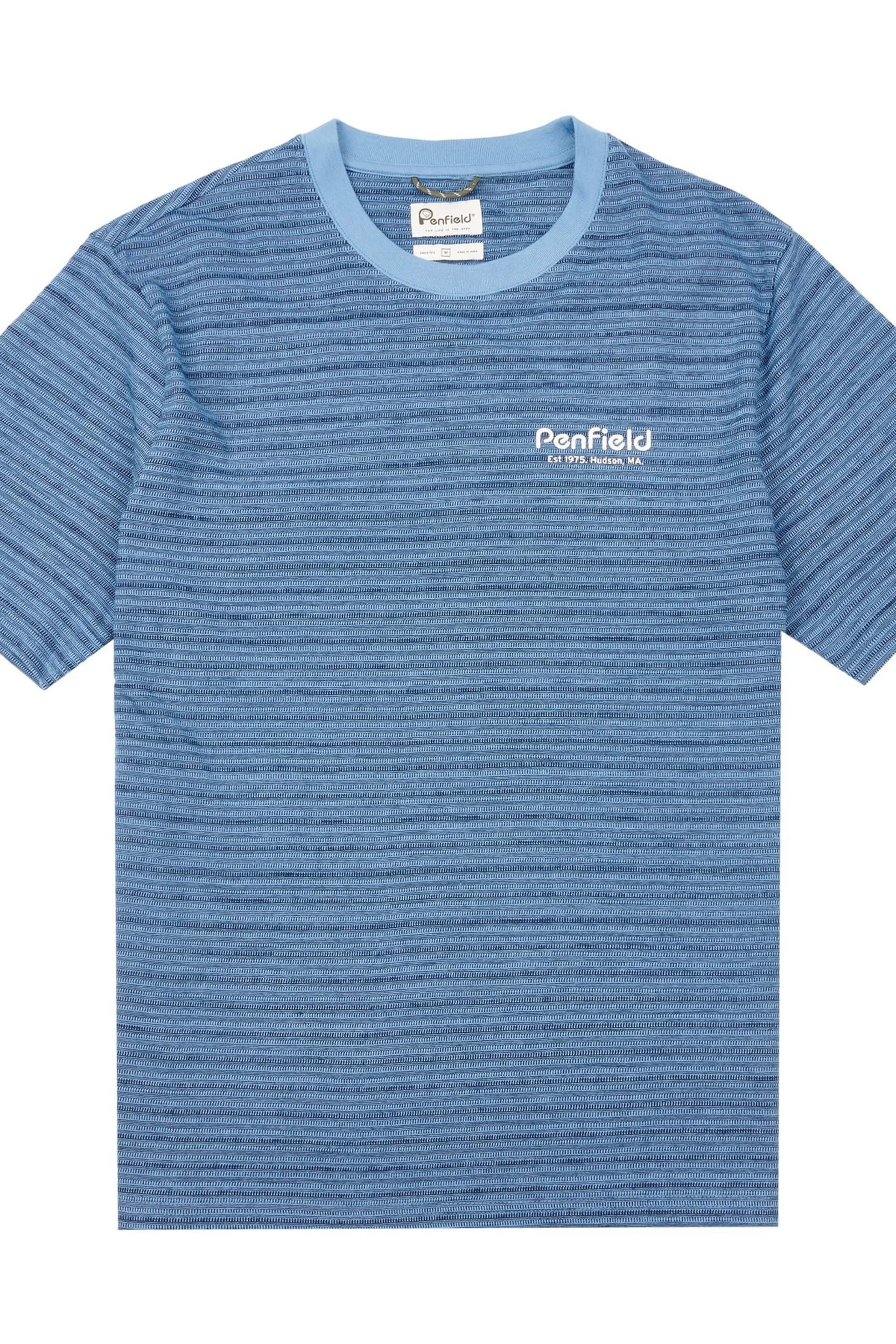 Penfield Blue Textured Striped T-Shirt - Image 4 of 5