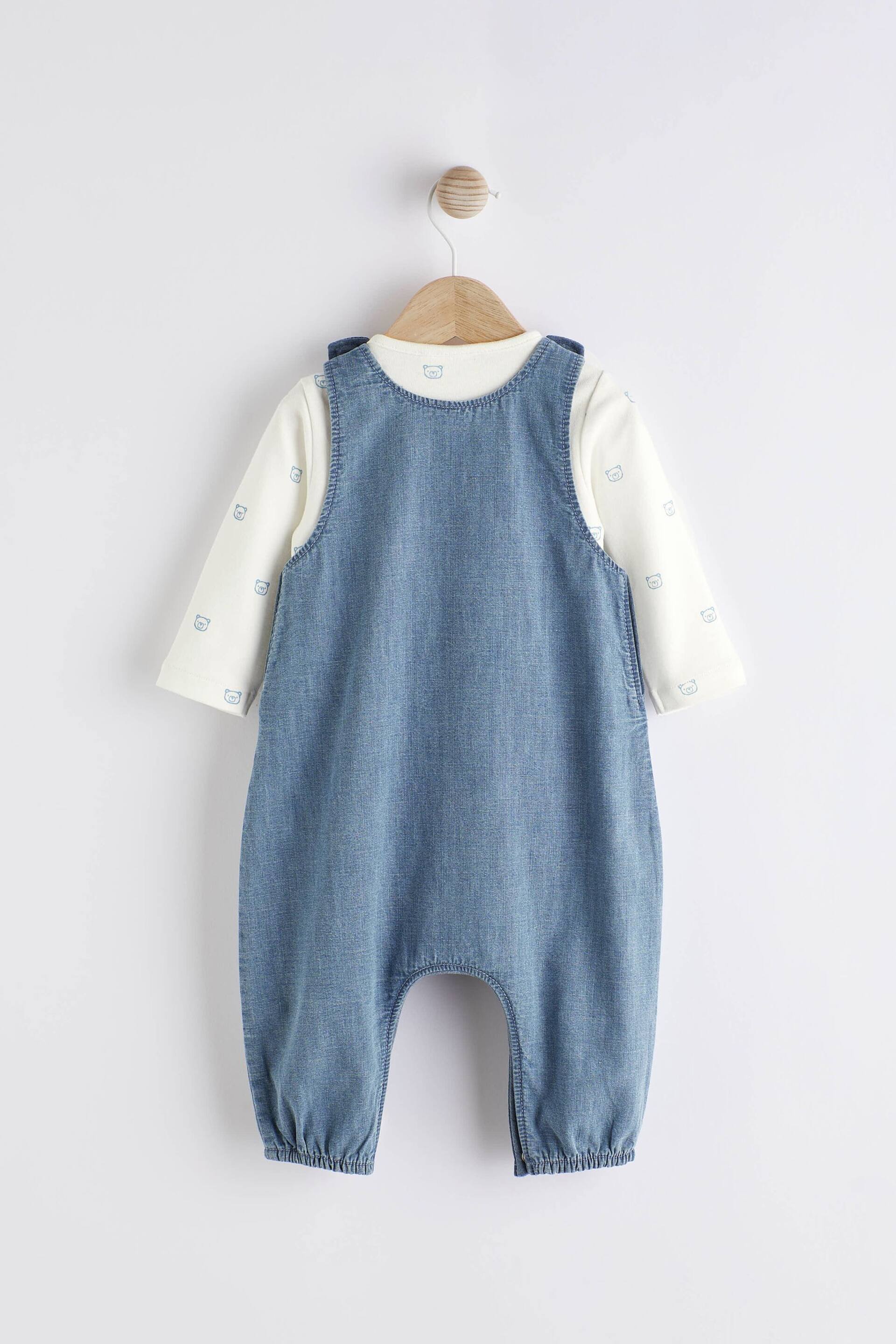 Denim Blue Baby Dungaree and Bodysuit Set (0mths-2yrs) - Image 2 of 9