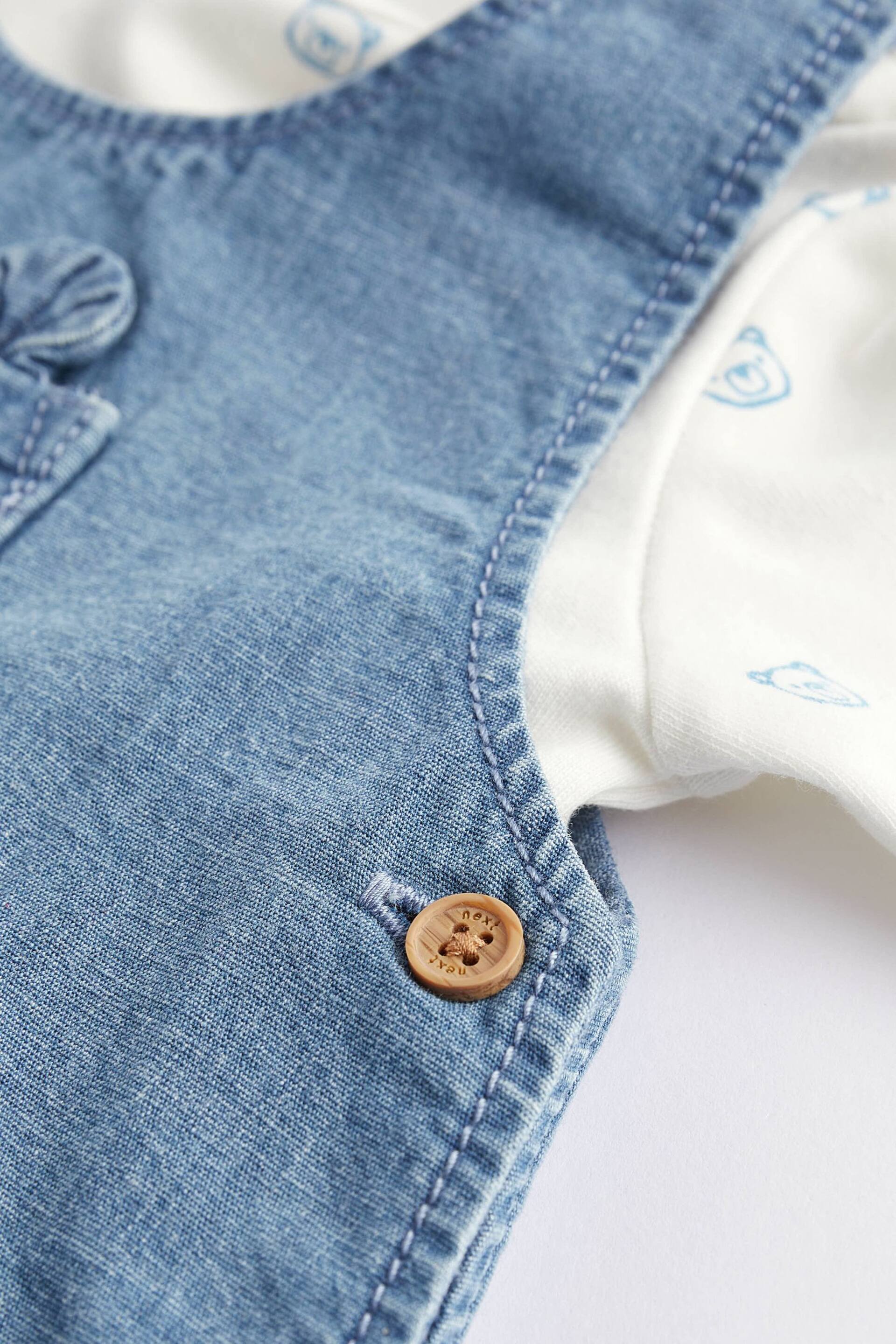 Denim Blue Baby Dungaree and Bodysuit Set (0mths-2yrs) - Image 6 of 9