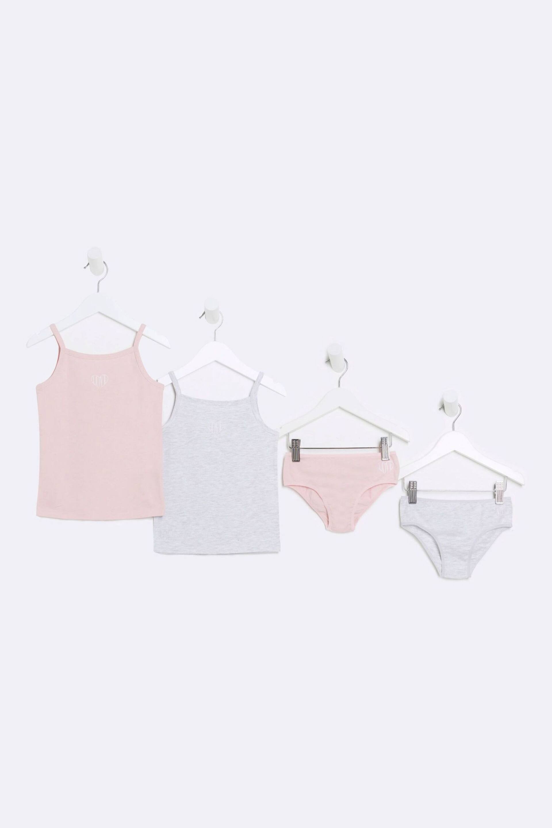 River Island Pink Girls Underwear Vests And Briefs 4 Piece Set - Image 1 of 4