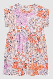 Reiss Pink Print Dahlia Junior Floral Print Jersey Dress - Image 2 of 6