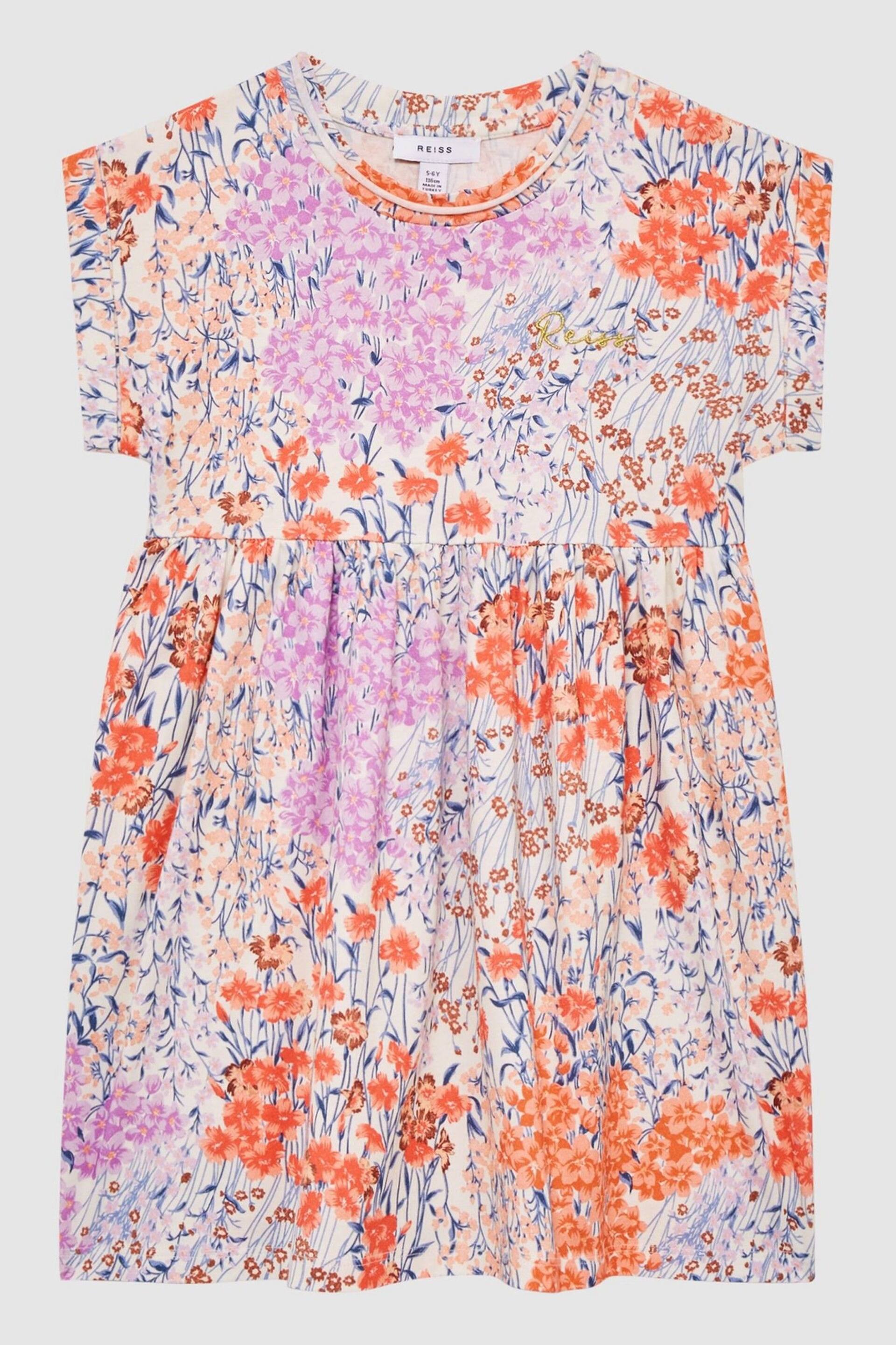 Reiss Pink Print Dahlia Junior Floral Print Jersey Dress - Image 2 of 6