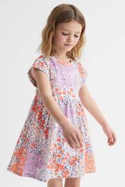 Reiss Pink Print Dahlia Junior Floral Print Jersey Dress - Image 3 of 6