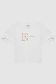 Reiss White Tally Senior Printed Cotton T-Shirt - Image 2 of 7