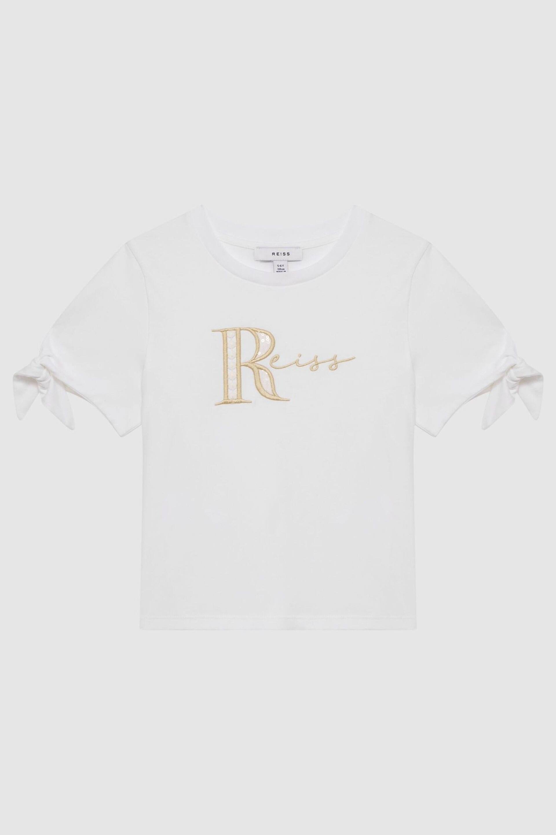 Reiss White Tally Senior Printed Cotton T-Shirt - Image 2 of 7