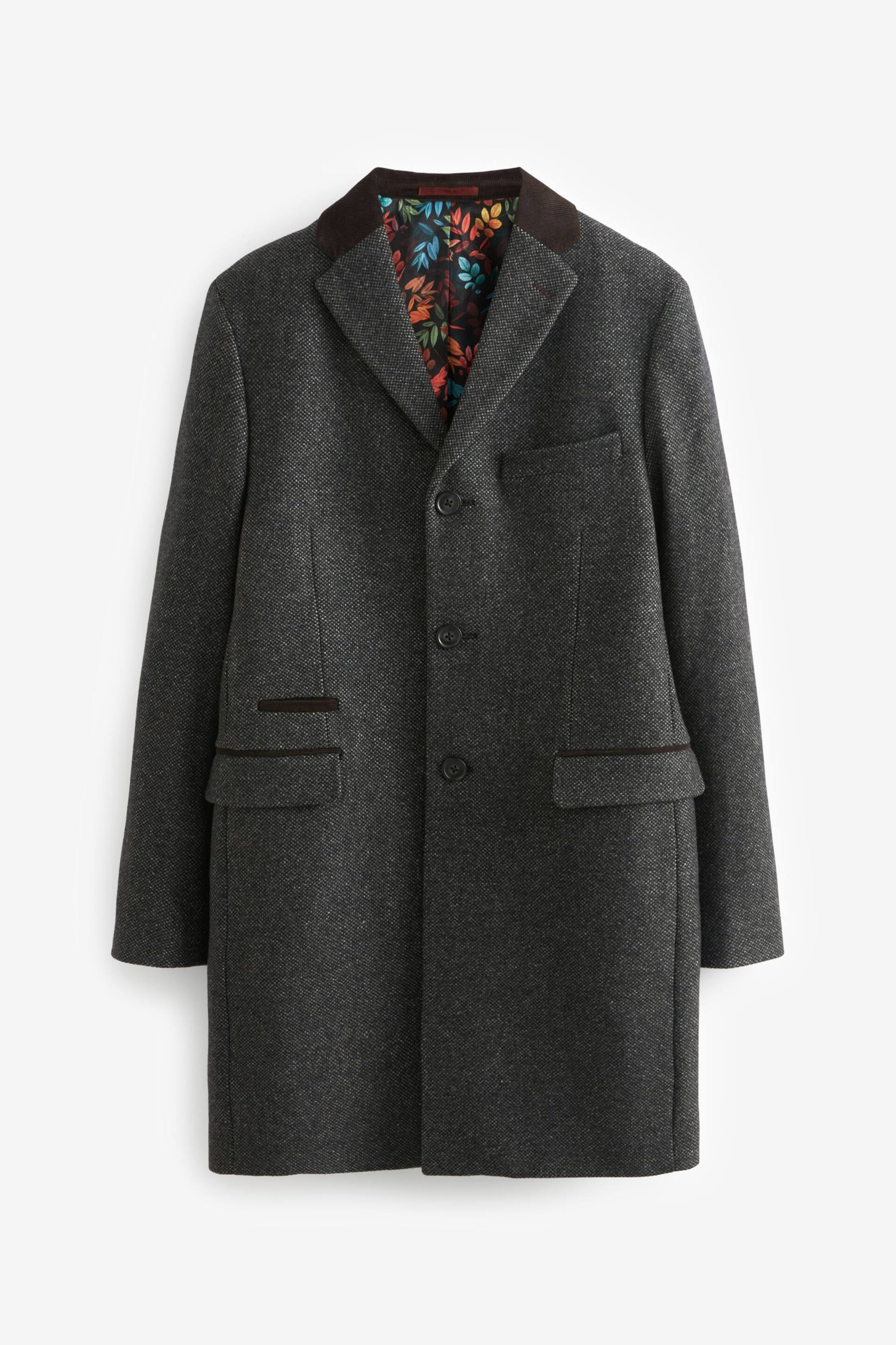 Grey Wool Blend Textured Epsom Overcoat - Image 6 of 11