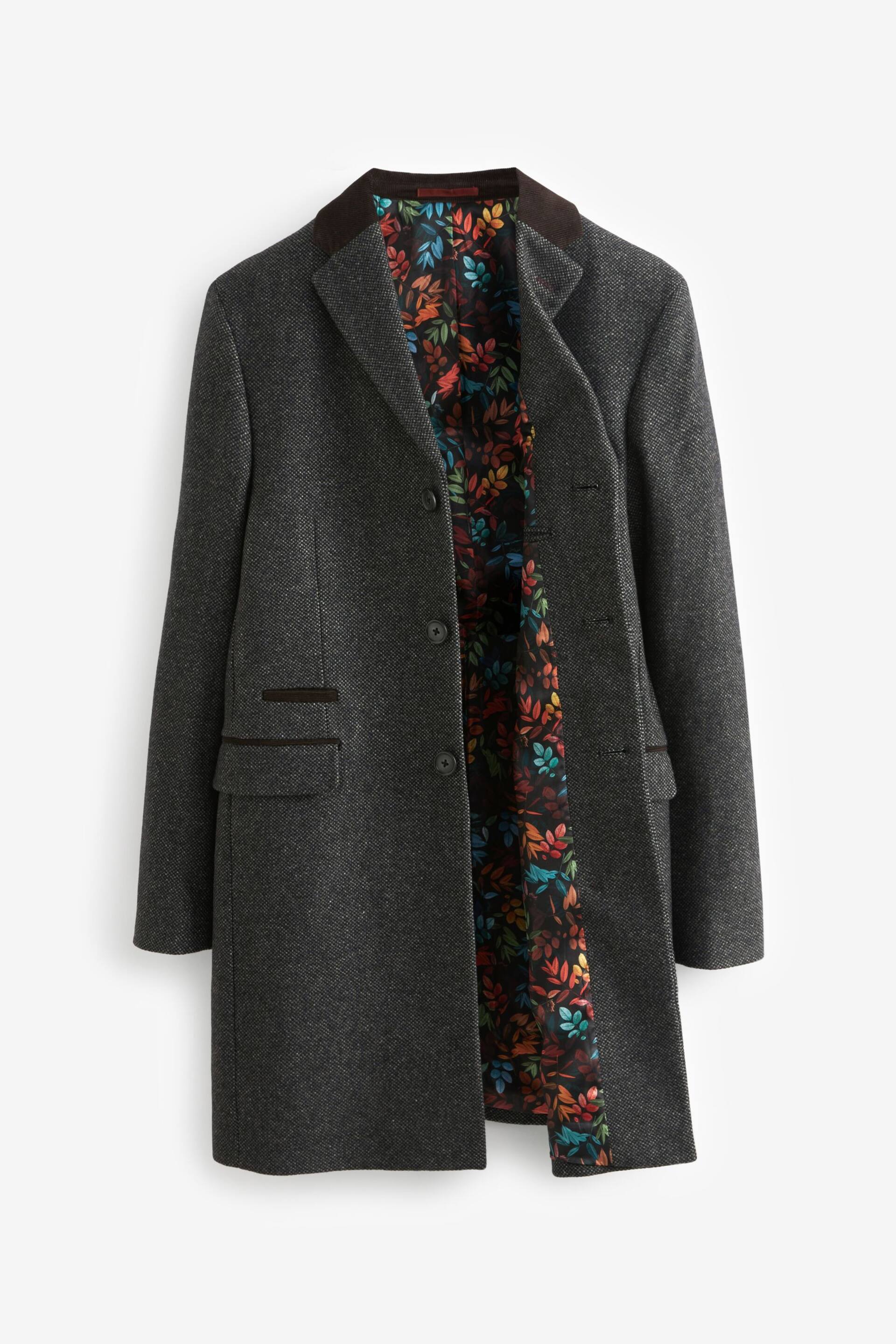 Grey Wool Blend Textured Epsom Overcoat - Image 7 of 11
