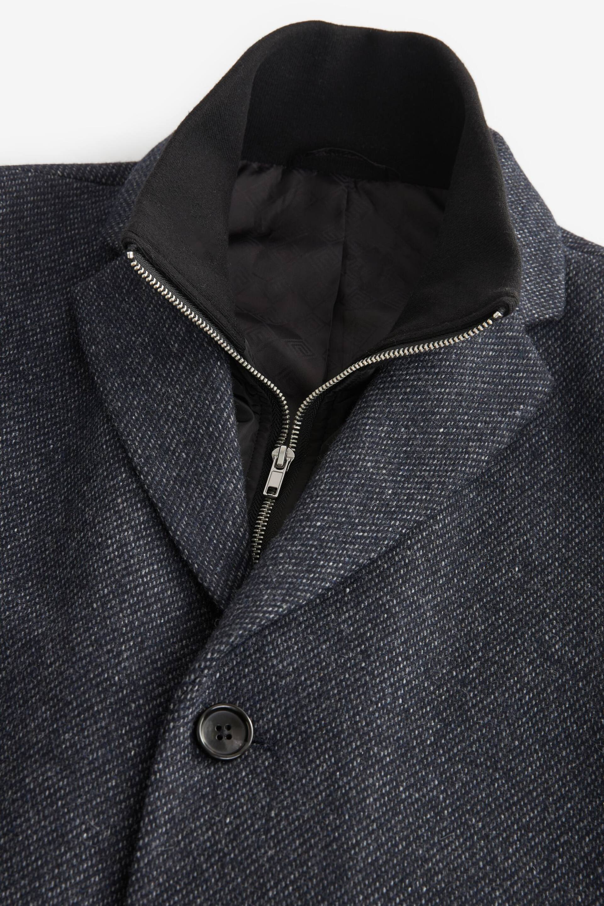 Navy Blue Signature Wool Rich Textured Epsom Overcoat - Image 9 of 12
