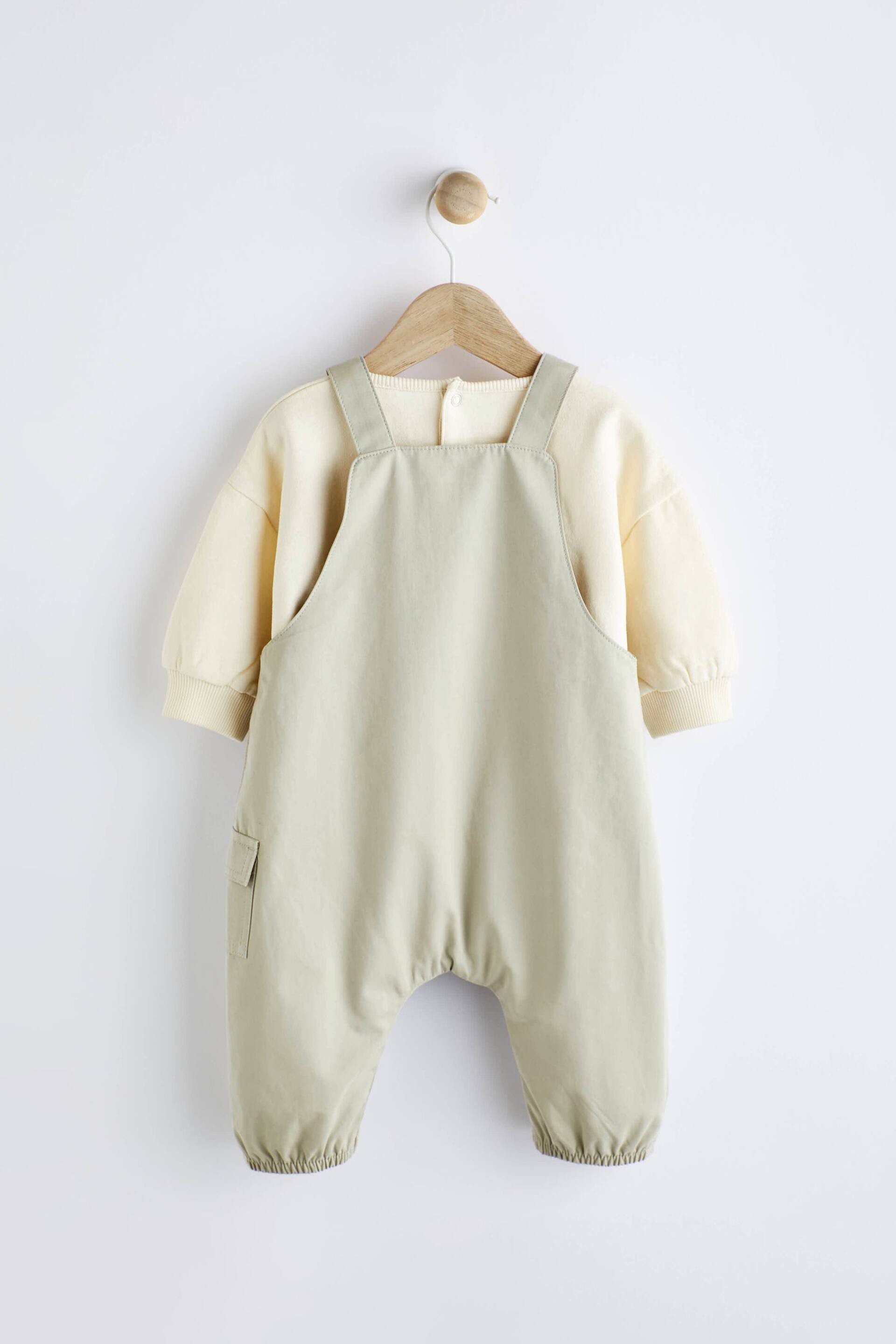 Sage Green Baby Cargo Dungarees And Bodysuit Set (0mths-2yrs) - Image 2 of 9