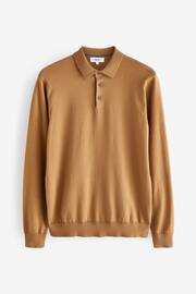 Camel Brown Regular Knitted Long Sleeve Polo Shirt - Image 5 of 7